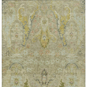 HomeRoots 8' X 10' Khaki Gold Beige Floral Area Rug - Durable, Washable, Indoor/Outdoor Use, Stylish Design 626293