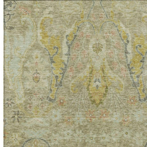 HomeRoots 8' X 10' Khaki Gold Beige Floral Area Rug - Durable, Washable, Indoor/Outdoor Use, Stylish Design 626293