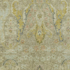 HomeRoots 9' X 12' Khaki Gold Beige Floral Area Rug - Durable, Washable Design for Indoor & Outdoor Use 626294