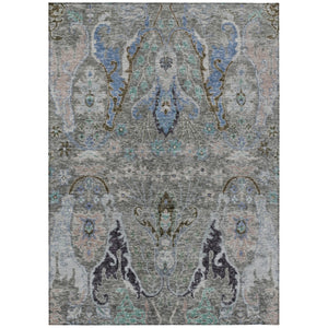 HomeRoots 5' X 8' Pewter Blue and Gray Floral Area Rug – Stylish, Durable, Washable for Indoor & Outdoor Use 626297