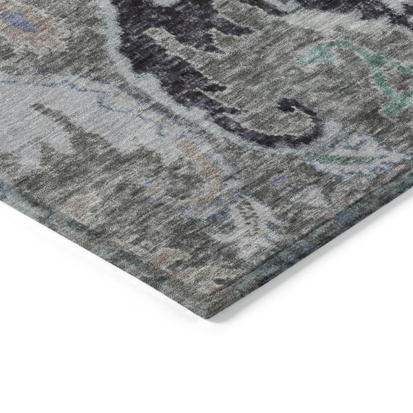 HomeRoots 5' X 8' Pewter Blue and Gray Floral Area Rug – Stylish, Durable, Washable for Indoor & Outdoor Use 626297