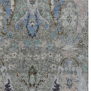 HomeRoots 5' X 8' Pewter Blue and Gray Floral Area Rug – Stylish, Durable, Washable for Indoor & Outdoor Use 626297