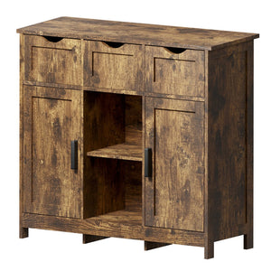 English Elm Storage Cabinet with Drawers and Adjustable Shelves, MDF Durable Accent Piece for Home Organization and Decor Vintage W2386P228990
