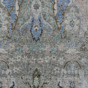 HomeRoots 10' X 14' Elegant Pewter Blue and Gray Floral Area Rug – Indoor/Outdoor, Washable & Durable Design 626301