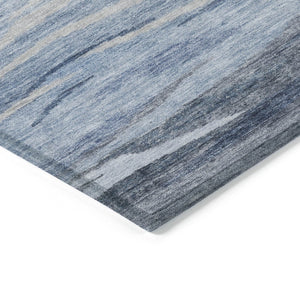 HomeRoots 5' X 8' Contemporary Blue Gray Silver Abstract Area Rug - Washable, Durable & Stylish for Indoors/Outdoors 626315