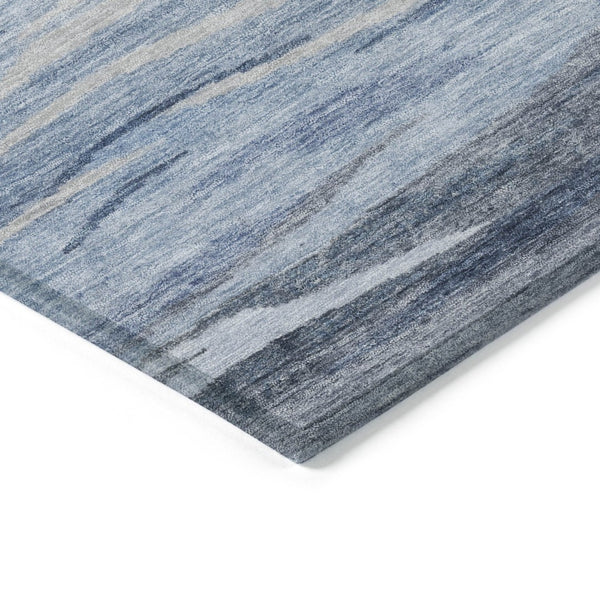 HomeRoots 5' X 8' Contemporary Blue Gray Silver Abstract Area Rug - Washable, Durable & Stylish for Indoors/Outdoors 626315