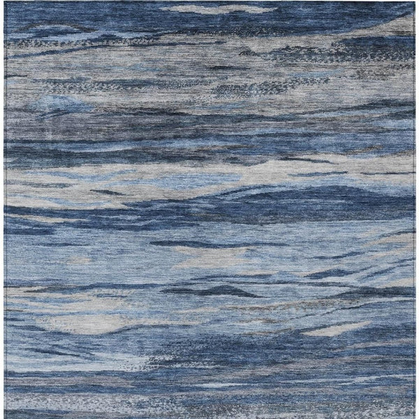 HomeRoots 8' X 10' Modern Abstract Washable Area Rug in Blue-Gray & Silver for Indoor/Outdoor Use, Durable & Stylish 626317