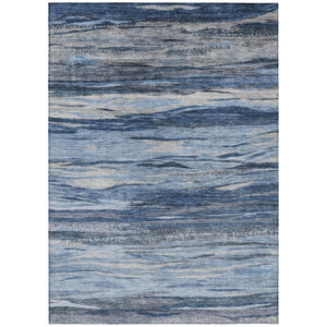 HomeRoots 8' X 10' Modern Abstract Washable Area Rug in Blue-Gray & Silver for Indoor/Outdoor Use, Durable & Stylish 626317