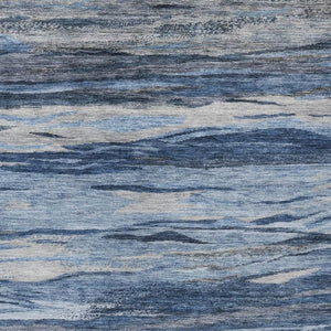 HomeRoots 8' X 10' Modern Abstract Washable Area Rug in Blue-Gray & Silver for Indoor/Outdoor Use, Durable & Stylish 626317