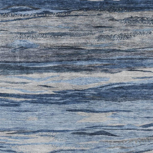 HomeRoots 10' Blue Gray and Silver Abstract Washable Indoor Outdoor Area Rug - Durable, Stylish & Versatile! 626319