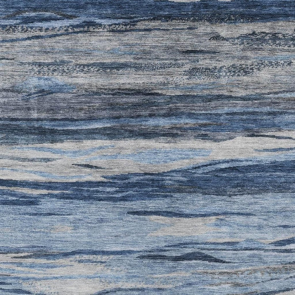 HomeRoots 10' Blue Gray and Silver Abstract Washable Indoor Outdoor Area Rug - Durable, Stylish & Versatile! 626319