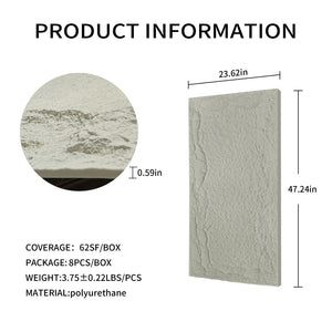 English Elm 3d Faux Stone Pu Wainscoting Panels Lightweight Waterproof Interior Accent Wall Set Light Gray W347P478067