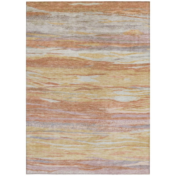 HomeRoots 5' X 8' Salmon Gray & Lavender Abstract Area Rug - Stylish, Washable, Indoor/Outdoor Durable Accent 626327
