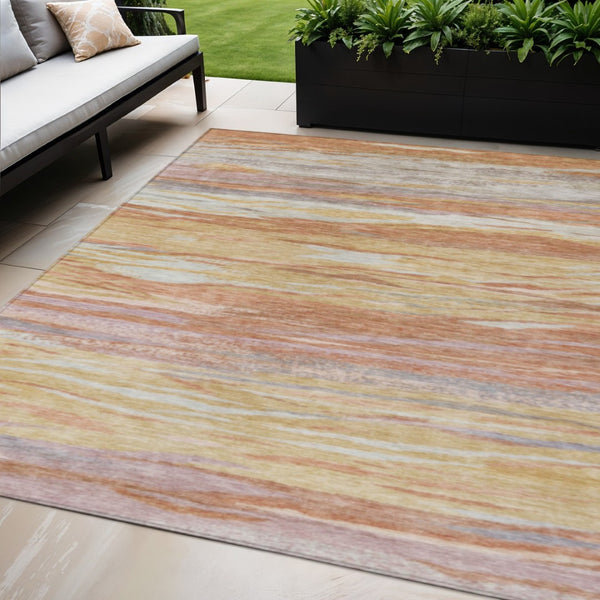 HomeRoots 5' X 8' Salmon Gray & Lavender Abstract Area Rug - Stylish, Washable, Indoor/Outdoor Durable Accent 626327