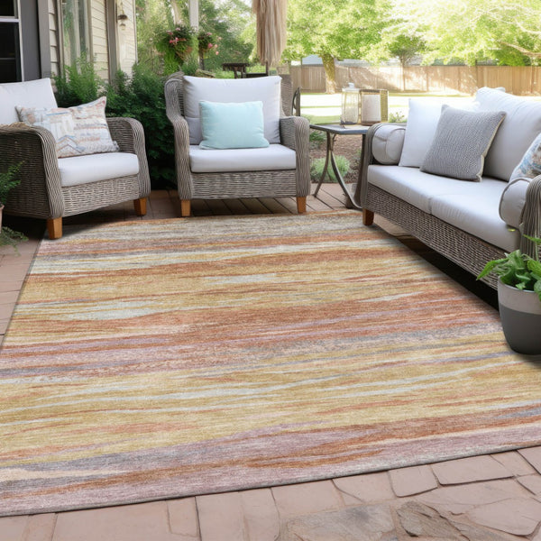 HomeRoots 5' X 8' Salmon Gray & Lavender Abstract Area Rug - Stylish, Washable, Indoor/Outdoor Durable Accent 626327