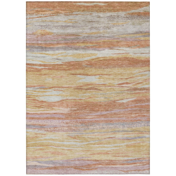 HomeRoots 5' X 8' Salmon Gray & Lavender Abstract Area Rug - Stylish, Washable, Indoor/Outdoor Durable Accent 626327
