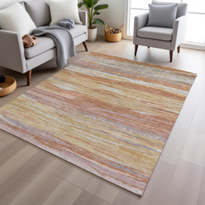HomeRoots 5' X 8' Salmon Gray & Lavender Abstract Area Rug - Stylish, Washable, Indoor/Outdoor Durable Accent 626327