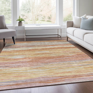 HomeRoots 5' X 8' Salmon Gray & Lavender Abstract Area Rug - Stylish, Washable, Indoor/Outdoor Durable Accent 626327