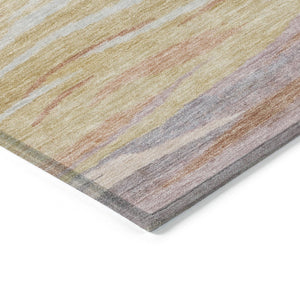 HomeRoots 8' Round Abstract Area Rug in Salmon, Gray, and Lavender - Washable for Indoor/Outdoor Use, Durable & Stylish 626328