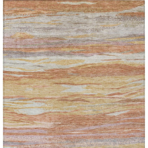 HomeRoots 8' X 10' Modern Salmon Gray and Lavender Abstract Area Rug - Durable, Washable for Indoor/Outdoor Use 626329