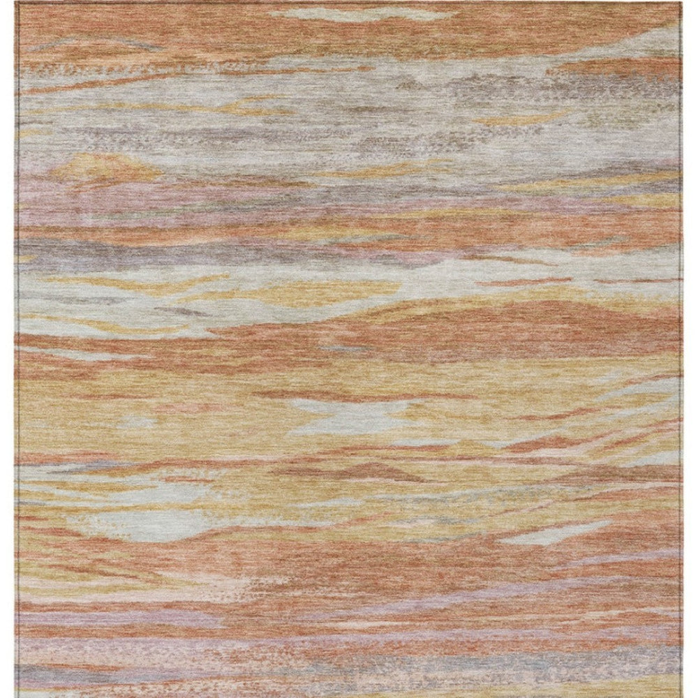 HomeRoots 10' Salmon Gray & Lavender Abstract Washable Area Rug – Durable, Stylish for Indoor/Outdoor Spaces 626331