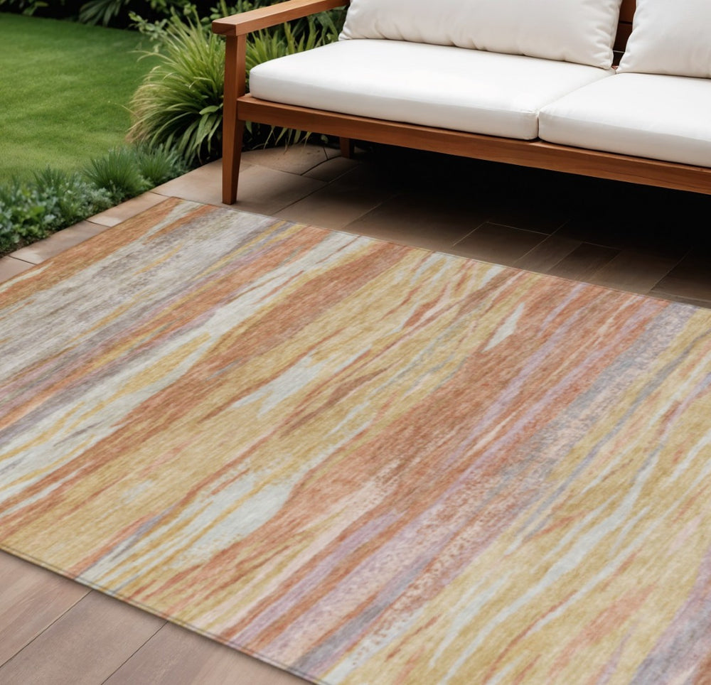 HomeRoots 10' Salmon Gray & Lavender Abstract Washable Area Rug – Durable, Stylish for Indoor/Outdoor Spaces 626331