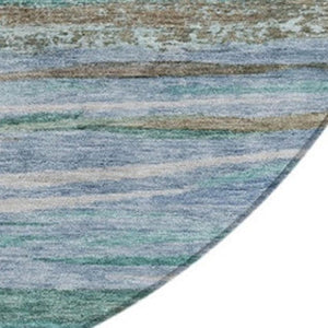 HomeRoots 8' Teal Blue Abstract Area Rug - Stylish Washable Round Design for Indoor & Outdoor Spaces! 626334