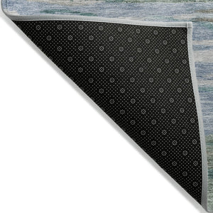 HomeRoots 8' Teal Blue Abstract Area Rug - Stylish Washable Round Design for Indoor & Outdoor Spaces! 626334
