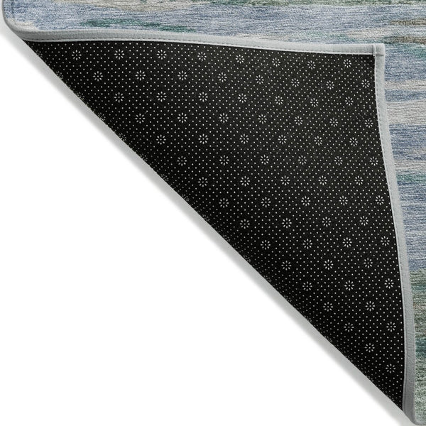 HomeRoots 8' Teal Blue Abstract Area Rug - Stylish Washable Round Design for Indoor & Outdoor Spaces! 626334