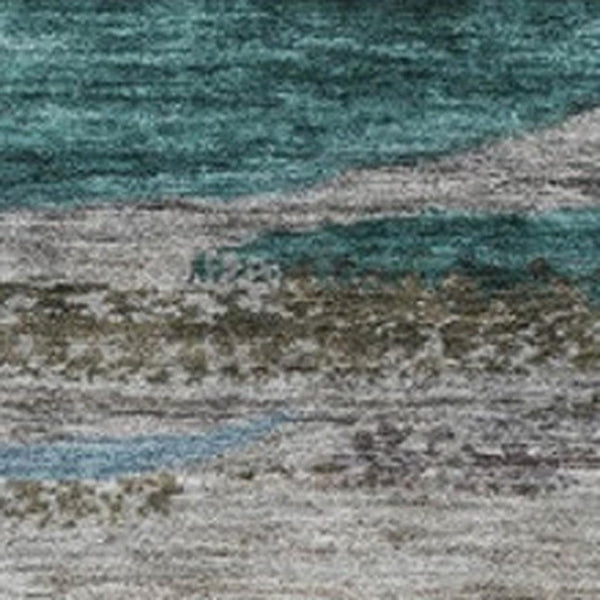 HomeRoots 8' X 10' Teal Blue Khaki Abstract Washable Rug - Durable Indoor/Outdoor Design for High-Traffic Areas 626335