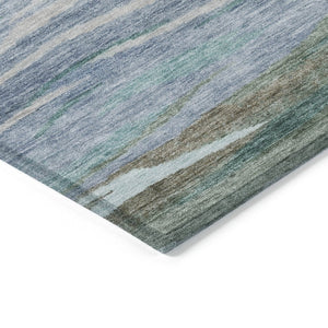 HomeRoots 10' X 14' Teal Khaki Taupe Abstract Washable Area Rug - Stylish Indoor/Outdoor Decor for High-Traffic Areas 626337