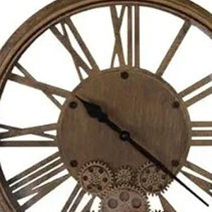 HomeRoots 18" Antiqued Gold and Black Metal Skeleton Wall Clock - Silent Movement, Exposed Gears, Vintage Charm 626341
