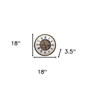 HomeRoots 18" Industrial Elegance Metal Skeleton Wall Clock with Silent Movement for Modern Home Decor Style 626343