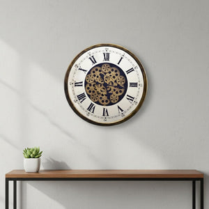 HomeRoots 18" Industrial Elegance Metal Skeleton Wall Clock with Silent Movement for Modern Home Decor Style 626343