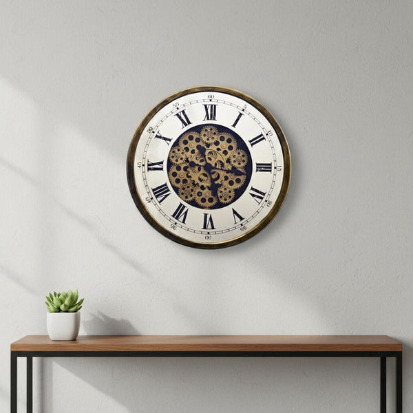 HomeRoots 18" Industrial Elegance Metal Skeleton Wall Clock with Silent Movement for Modern Home Decor Style 626343