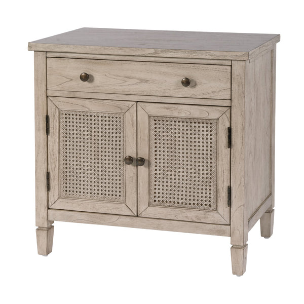 Butler Specialty Butler Flagstaff 30" Rectangular Cane Accent Chest in Rustic Gray — Compact 1-Drawer 2-Door Storage Elegance 6263449