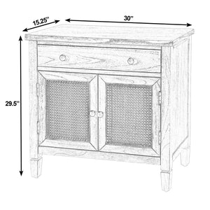 Butler Specialty Butler Flagstaff 30" Rectangular Cane Accent Chest in Rustic Gray — Compact 1-Drawer 2-Door Storage Elegance 6263449