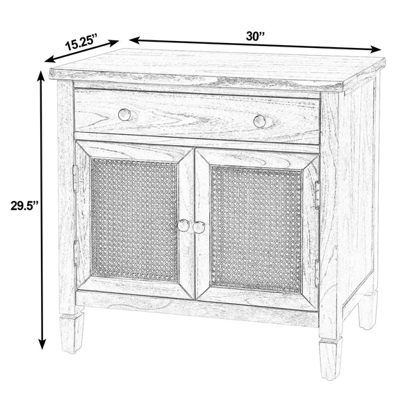 Butler Specialty Butler Flagstaff 30" Rectangular Cane Accent Chest in Rustic Gray — Compact 1-Drawer 2-Door Storage Elegance 6263449