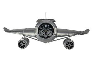HomeRoots 34" Exposed Gear Silent Analog Wall Clock - Stylish Silver & Black Metal Design with Roman Numerals 626352