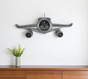 HomeRoots 34" Exposed Gear Silent Analog Wall Clock - Stylish Silver & Black Metal Design with Roman Numerals 626352