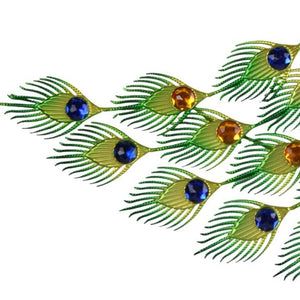 HomeRoots 27" Elegant Gold, Blue & Green Peacock Wall Clock - Silent Quartz Movement for Timeless Style! 626357