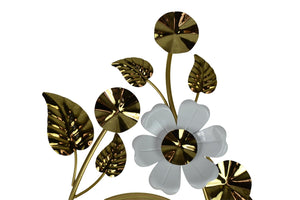HomeRoots 22" Elegant Gold and White Floral Wall Clock with Silent Quartz Movement for Timeless Decor 626358
