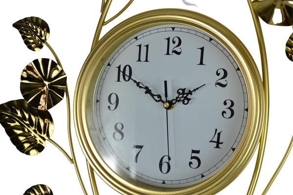 HomeRoots 22" Elegant Gold and White Floral Wall Clock with Silent Quartz Movement for Timeless Decor 626358