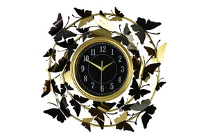 HomeRoots 22" Elegant Gold, Silver & Black Metal Butterfly Wall Clock - Silent Quartz Movement & Unique Design 626361