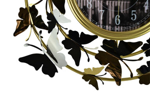 HomeRoots 22" Elegant Gold, Silver & Black Metal Butterfly Wall Clock - Silent Quartz Movement & Unique Design 626361