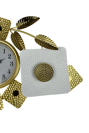 HomeRoots 37" Gold and White Metal Silent Analog Floral Oval Wall Clock - Elegant Decor for Any Room 626364