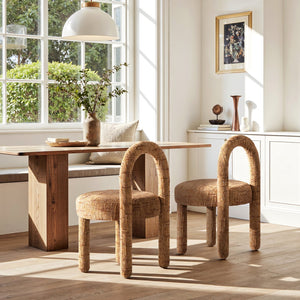 English Elm Jennifer Taylor Home - Penny Arched Upholstered Dining Side Chairs (Set of 2) in Golden Rust Orange Chenille — Modern Comfort B2719P269265