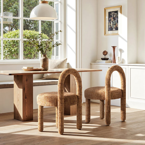 English Elm Jennifer Taylor Home - Penny Arched Upholstered Dining Side Chairs (Set of 2) in Golden Rust Orange Chenille — Modern Comfort B2719P269265