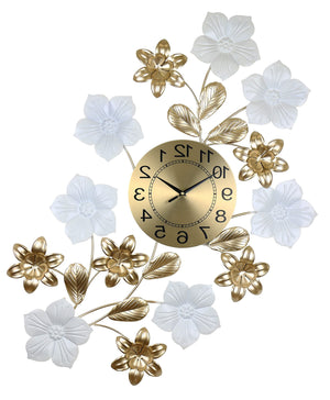 Homeroots 26" Elegant Gold And Black Floral Silent Wall Clock - Unique Metal Design For Home Décor   626378