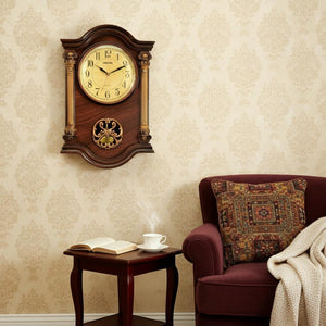 HomeRoots 16" Walnut And Gold Resin Silent Analog Wall Clock - Elegant, Decorative Timepiece for Any Room 626381
